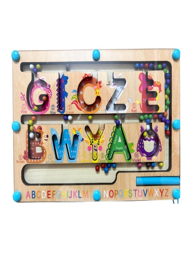 G.FIDEL متاهة الخرز المغناطيسي من جي. فيدل | فرز الألوان | لوحة العد | لوحة ألغاز تعليمية مبكرة | خرز قوس قزح معرفي، متاهة ألوان مغناطيسية خشبية مع عصا داخلية لمتعة ولعب الأطفال - Image 1